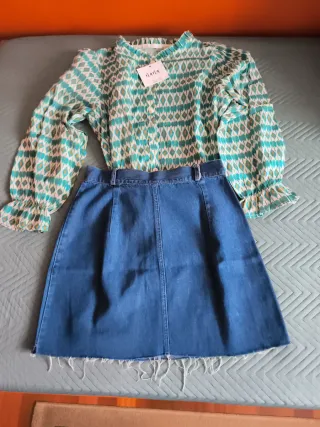 Conjunto Camisa y Falda Vaquera