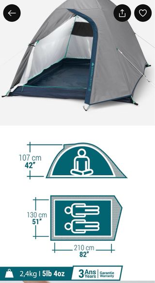 Tienda de campaña 2 personas Quechua