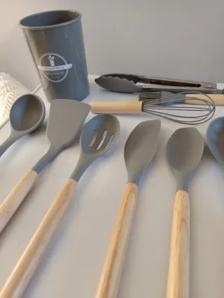 Set Mestoli Cucina Silicone e Legno
