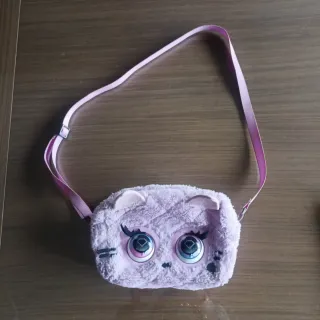 Borsa per bambini in peluche gattino rosa