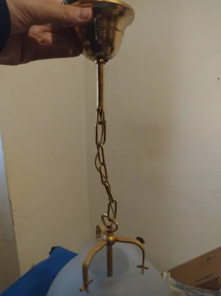 Coppia Lampadari Vintage Vetro e Ottone