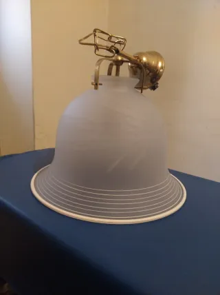 Coppia Lampadari Vintage Vetro e Ottone