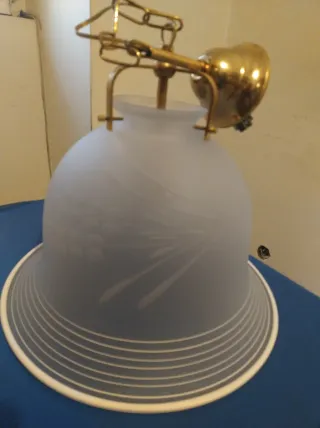 Coppia Lampadari Vintage Vetro e Ottone