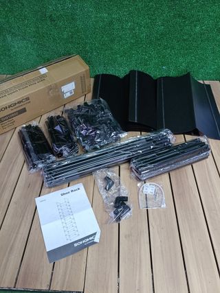 SONGMICS Zapatero, Organizador Zapatos, 10 Baldas, Zapatero Abierto Estrecho, 28 x 45 x 173 cm, Marco de Metal, Estantes de Tela no Tejida, para Pasillo, Dormitorio, Negro LSH010B02