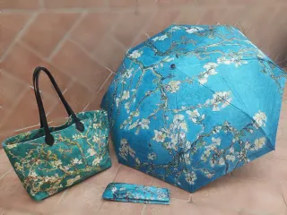 Conjunto de bolso y paraguas inspiración Van Gogh.