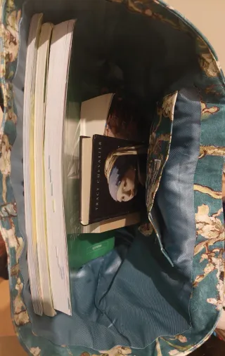 Conjunto de bolso y paraguas inspiración Van Gogh.