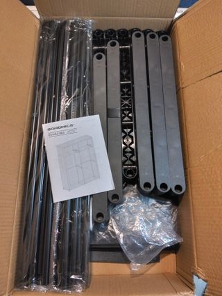 SONGMICS Armario de Tela 140×43×174 cm Negro con 2 Barras