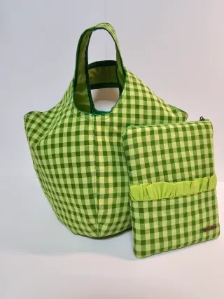Set Custodia Kindle e Borsa a Mano Vichy Verde