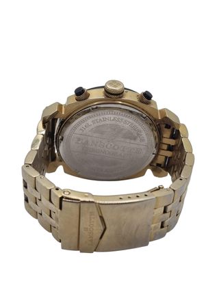 RELOJ LANSCOTTE CHRONOGRAPH DORADO Y NEGRO CORREA METALICA