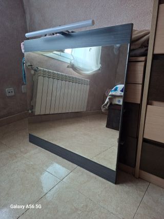 Espejo de baño madera y cristal