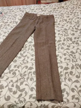Abrigo lana y pantalón beige T.38 Stradivarius