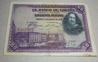 50 Pesetas 1928 sin serie