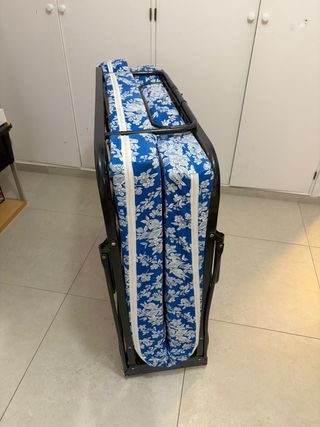 Cama Plegable Individual Azul y Blanco