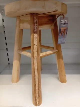 Sgabello rotondo in legno massello