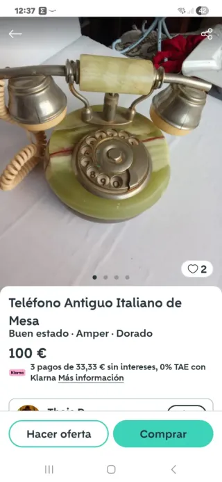 Teléfono Antiguo Italiano Amper Mesa