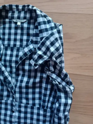 Blusa cuadros blanco y negro