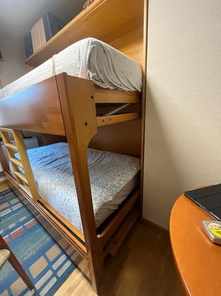 Mueble cama con literas de madera de pino macizo