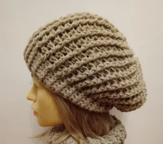 Berretto Inverno Beige Morbido Handmade crochet