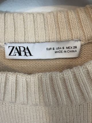 Jersey Zara Rayas Beige y Negro