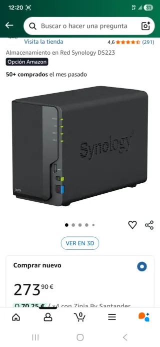 Synology DS223 Almacenamiento NAS en garantía.