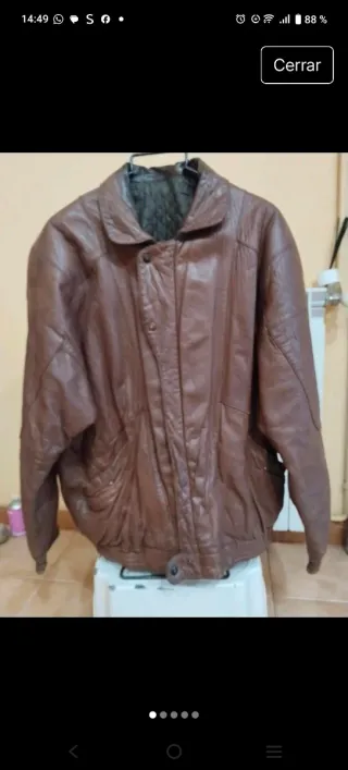 Cazadora vintage de cuero marrón