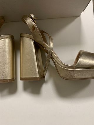 Sandalias doradas mujer tacón plataforma