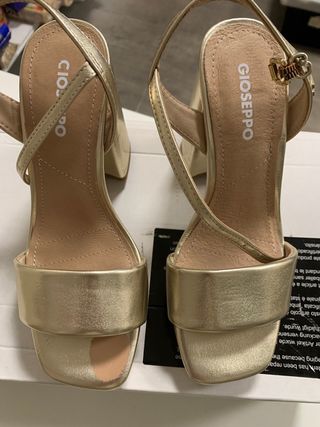 Sandalias doradas mujer tacón plataforma