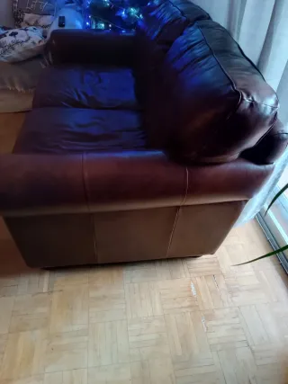 Sofá de 2 plazas de cuero marrón