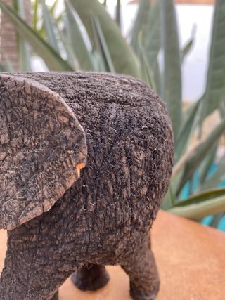 Figura Elefante Africano Madera Tallada