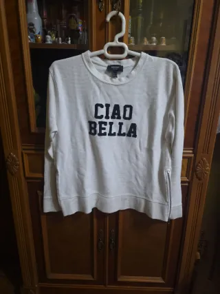 Sudadera Mango Ciao Bella Blanca Talla XS