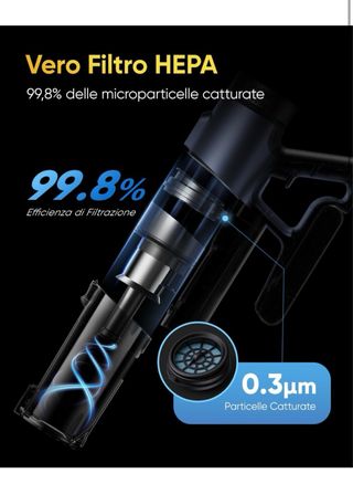 Aspirapolvere senza fili 58KPa/50 min con luce