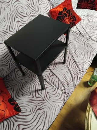 Mesita auxiliar negra metal 2 unidades