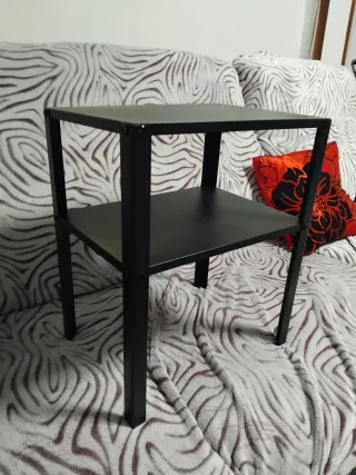 Mesita auxiliar negra metal 2 unidades