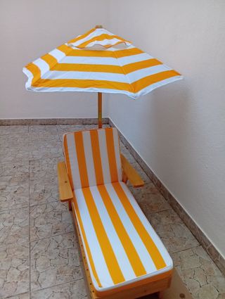 Tumbona infantil madera y tela rayas