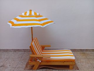 Tumbona infantil madera y tela rayas