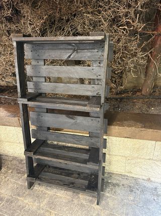 Conjunto Sofá, Mesa y Estantería Madera