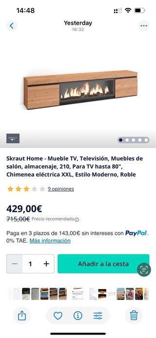 Mueble TV con chimenea decorativa