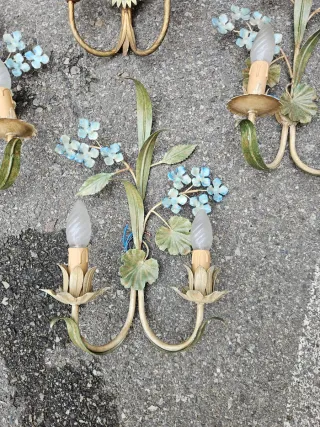 4 Lampade da Parete in Ferro Battuto