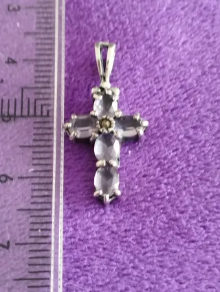 Colgante Cruz Plata Ley Amatista Artesanal