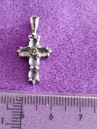 Colgante Cruz Plata Ley Amatista Artesanal