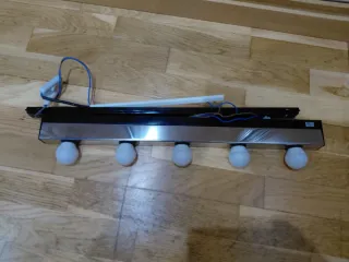 Lámpara 5 bombillas plata y cristal