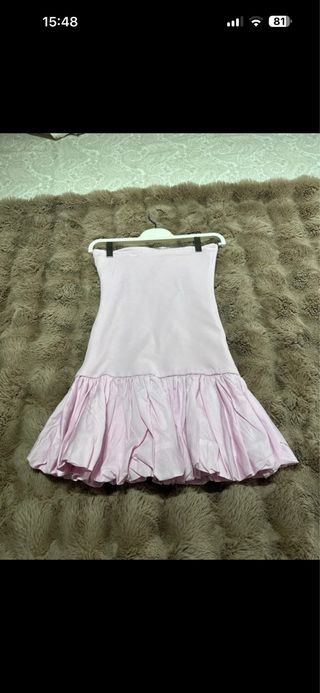 Vestido Zara Rosa Balão Peplum Curto