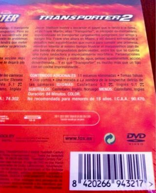 TRANSPORTER 1 y TRANSPORTER 2 NUEVO 2 DVD EMBALADO