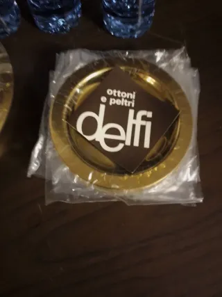 Set 7 pezzi ottone + 6 bicchieri viola