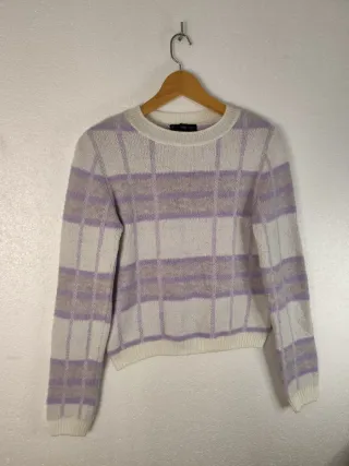Jersey de punto Mango Cuadros Lila Talla M