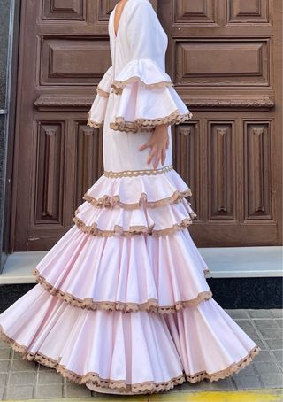 Traje Flamenca Rosa Talla 38/40 precioso