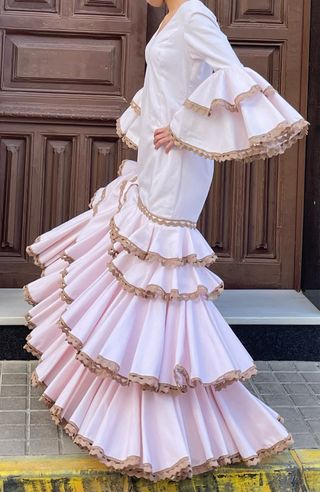Traje Flamenca Rosa Talla 38/40 precioso