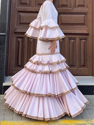 Traje Flamenca Rosa Talla 38/40 precioso
