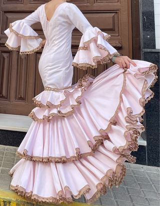 Traje Flamenca Rosa Talla 38/40 precioso