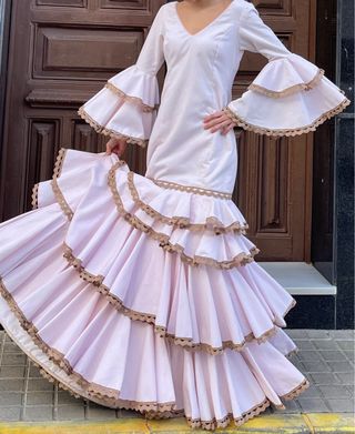 Traje Flamenca Rosa Talla 38/40 precioso